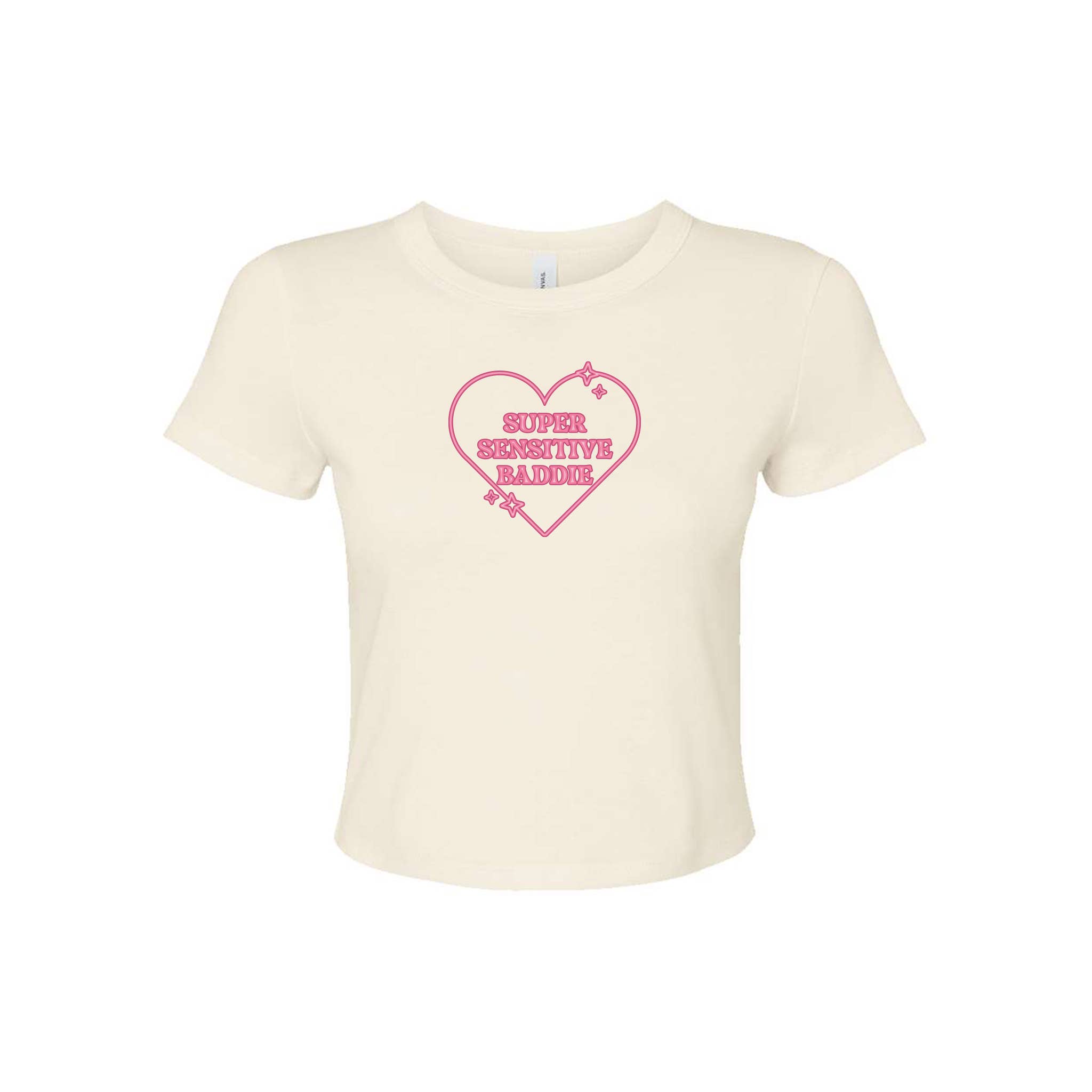 femfetti - Wholesale Screen Printed T-Shirt - Women's - Sensitive Baddie Micro Rib Baby Tee2