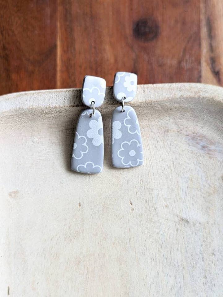 Spring Clay Earrings, Neutral Clay Earrings, Neutral Spring for wholesale by Nettie's Clayhouse