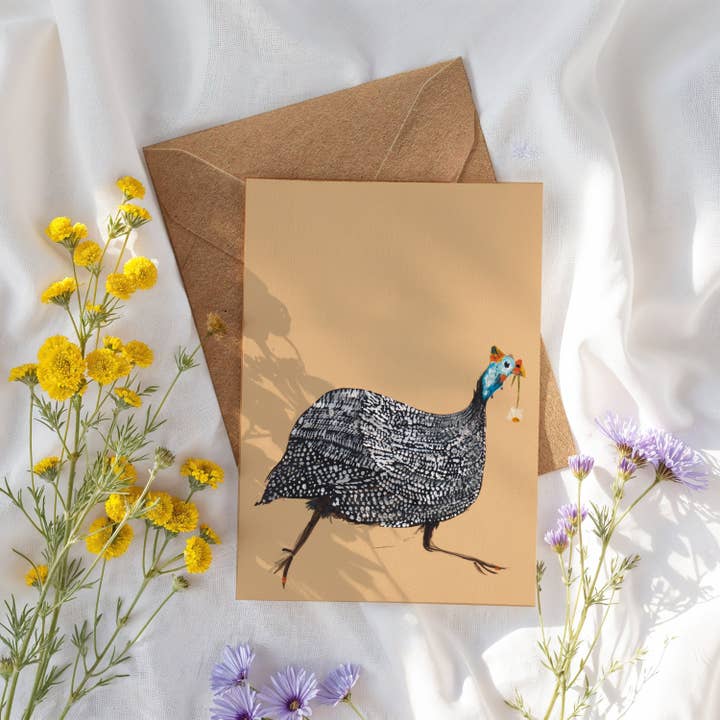 Emily Laura Designs – wholesale Everyday greeting card – Guinea Fowl with Flower Card3