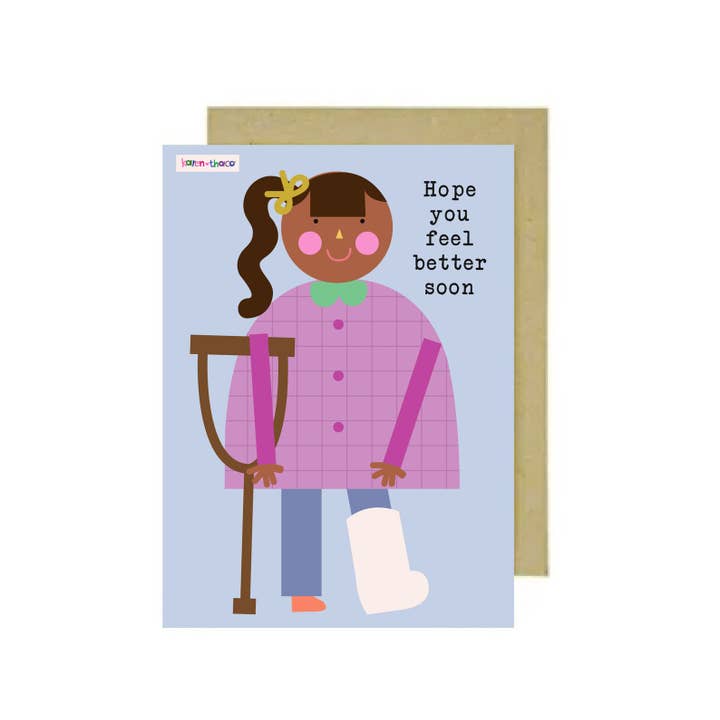 Get well soon greeting card - Feel better soon - Broke leg for wholesale by karen thaco