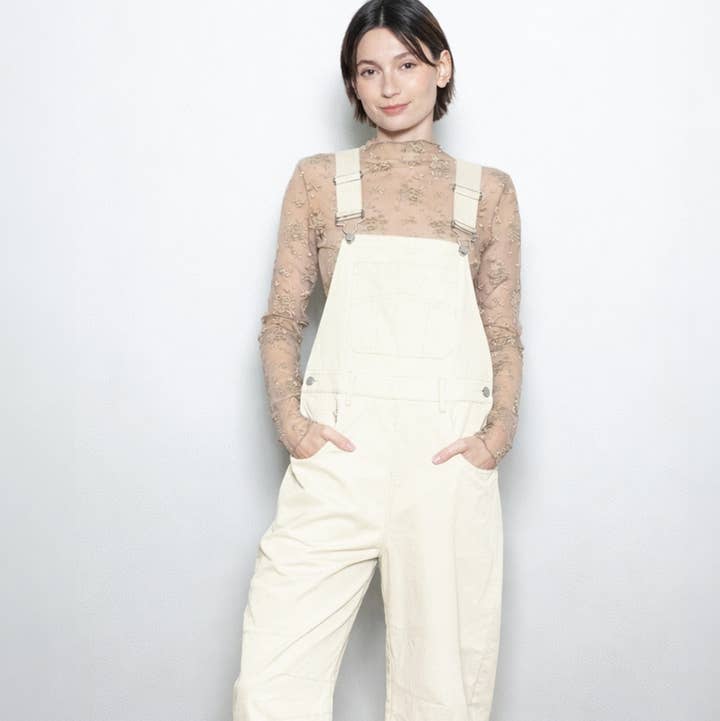 Elloh Collection - Wholesale Overalls - Women's - Relaxed Fit Barrel Leg Cotton Overall w Adjustable Straps15