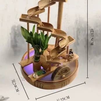 everythingbamboo - Wholesale Decorative tabletop object - Bamboo Handmade Handcrafted Water Feature Fountain With Basin Flowing Water Wheels Home Decor Many Styles6