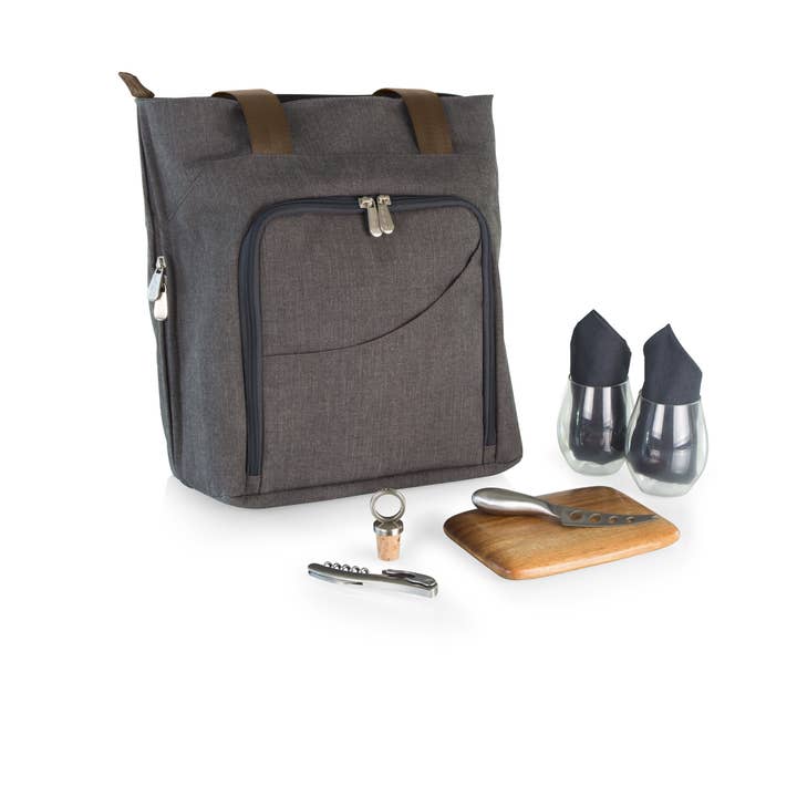 Gray Sonoma Wine & Cheese Set for 2 - Insulated Tote Bag for wholesale on Faire