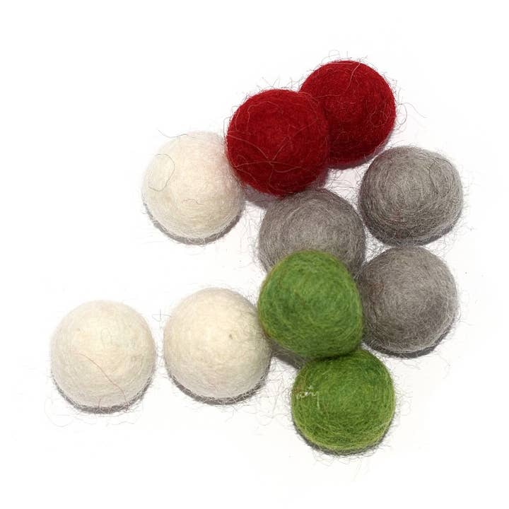 Bal van vilten wol 20 mm beige rood monochroom x10 voor wholesale door Fais-le toi-même