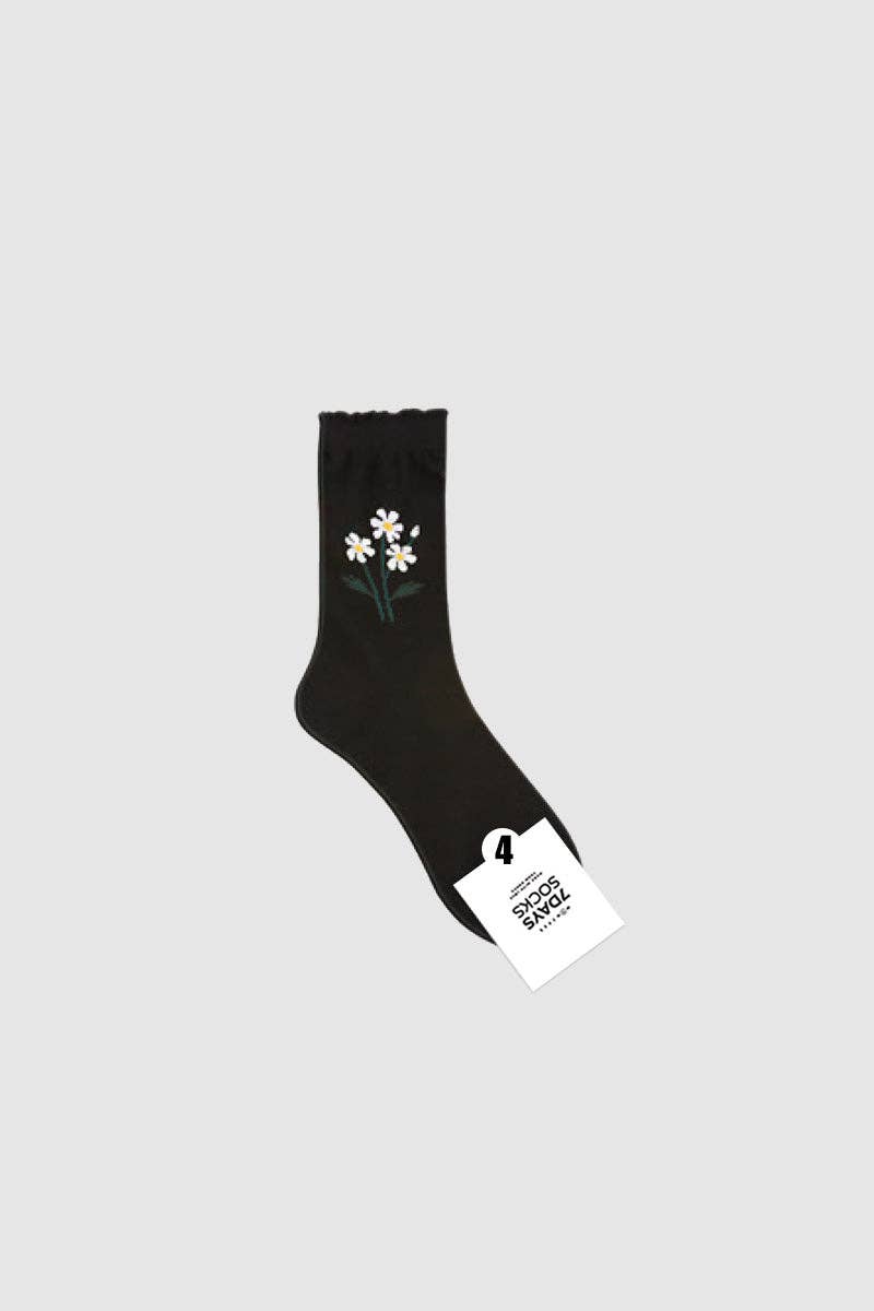 7DAYSSOCKS - Vente Chaussettes – femme - Chaussettes de jour romantiques en maille Crew pour femmes3