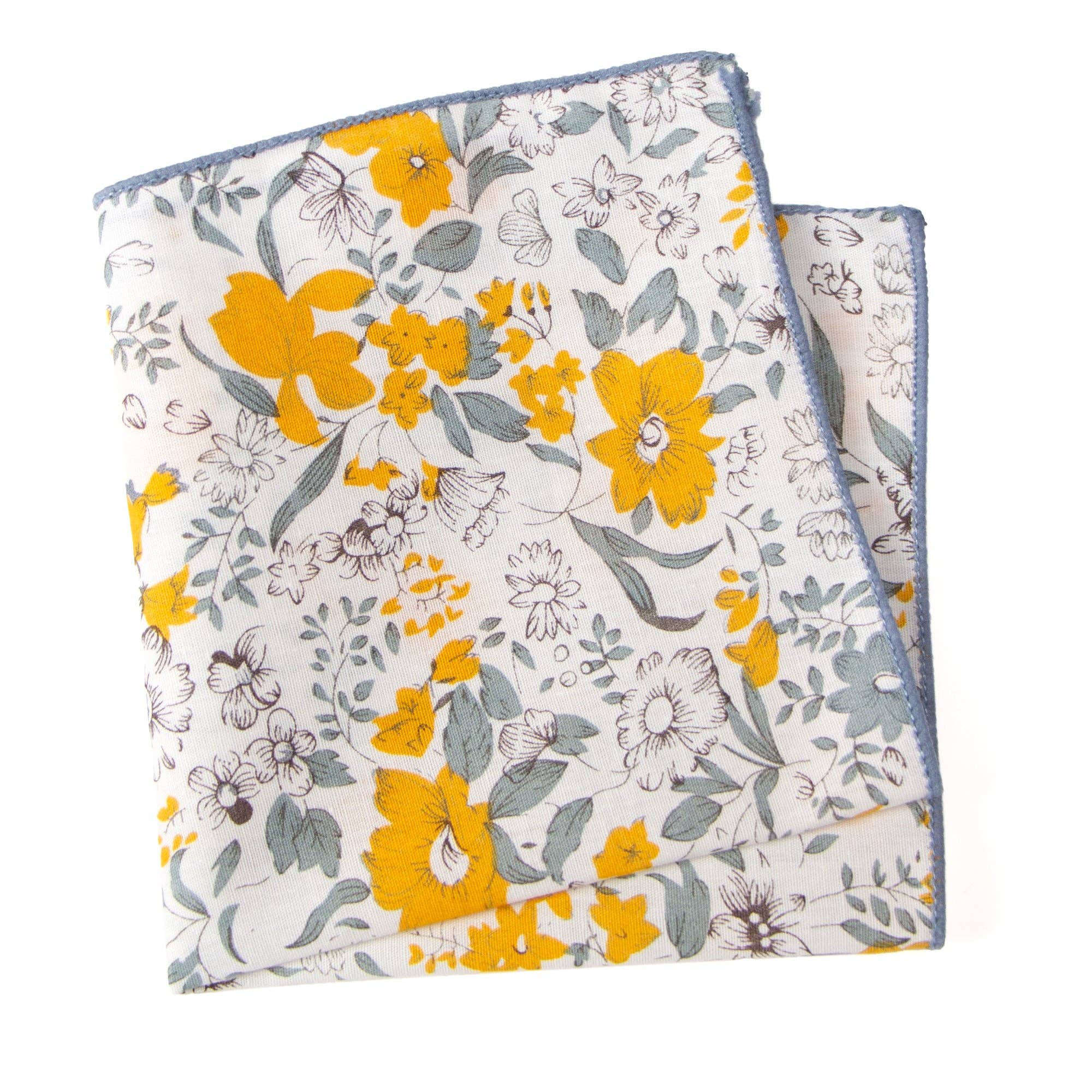 Spring Notion - Wholesale Pocket Square - Men's - Boys' Floral Pocket Square, Marigold (STYLE:241-2.49MG)