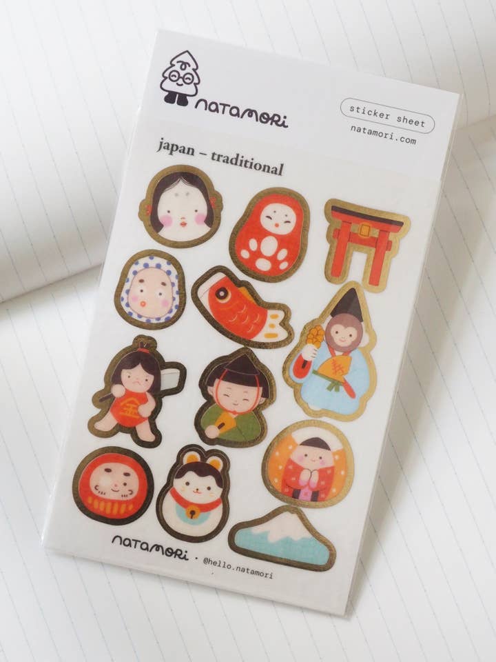 japan – traditional • washi foil sticker sheet for wholesale by natamori