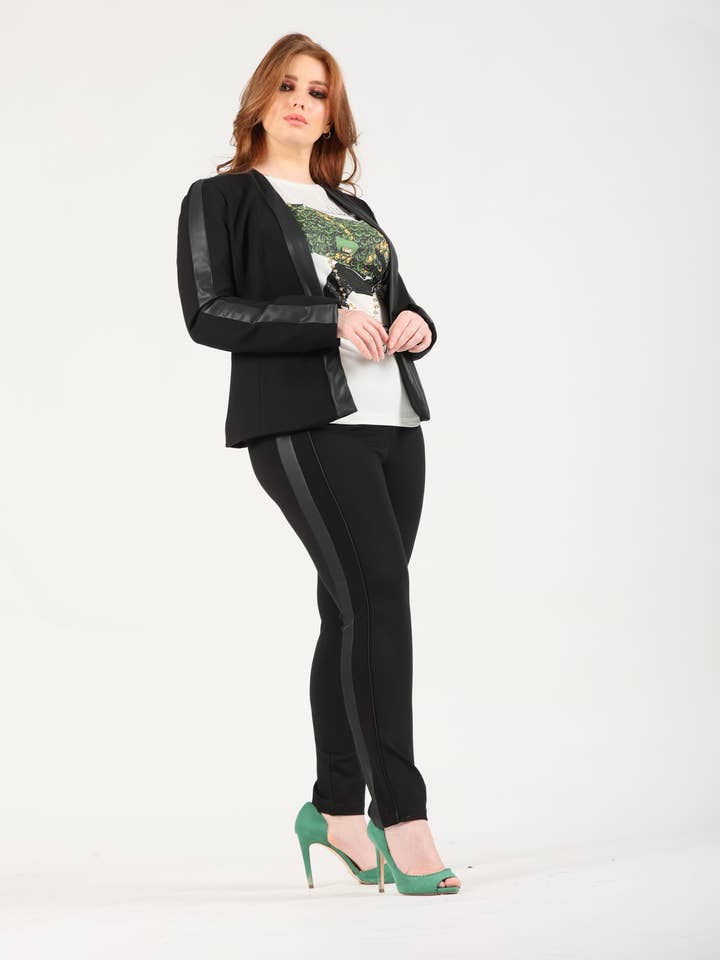 GIACCA IN PINTO MILANO DI VISCOSA C/INSERTI IN ECOPELLE per la vendita all'ingrosso da parte di Oltretempo