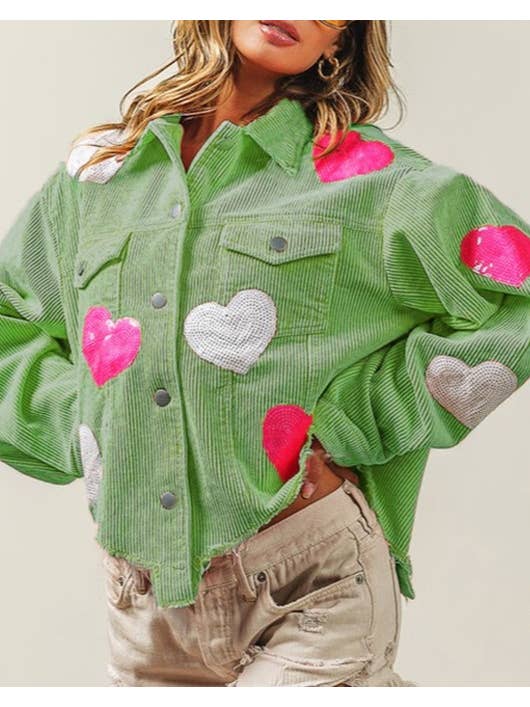HIDDENBRAND - Wholesale Jacket - Women's - Love Sequins With Loose Corduroy Fleece Jacket9