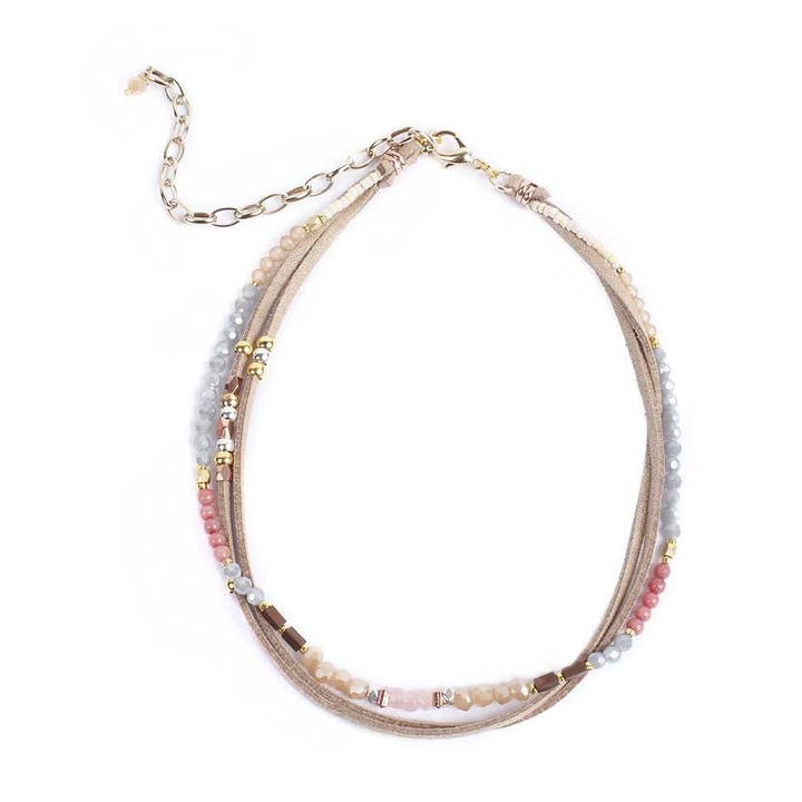 Gargantilla con forma de cuentas de cristal con piedras semipreciosas | Pulsera envolvente, tailandesa para venta al por mayor de Lumily