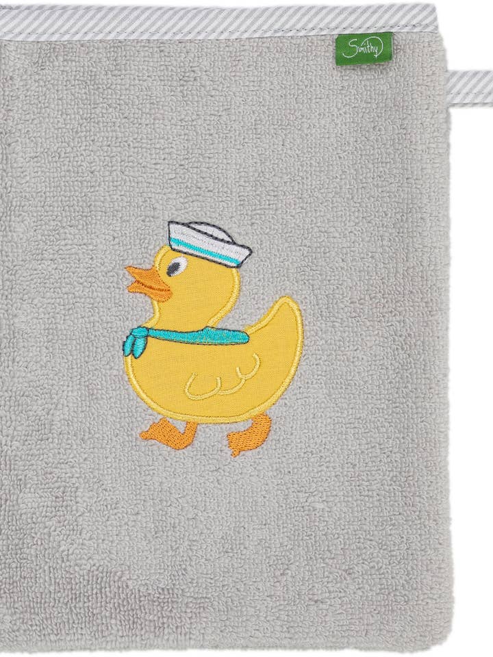 Waschhandschuh Baby Ente, hellgrau für den Großhandel von Smithy by Dagmar Nelk