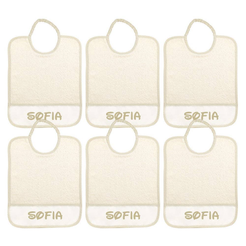 Almatex srl - Wholesale Diaper (Cloth) - Baby - 6 MAXI BIBS 29X36 with ELASTIC personalized with the name you want.4