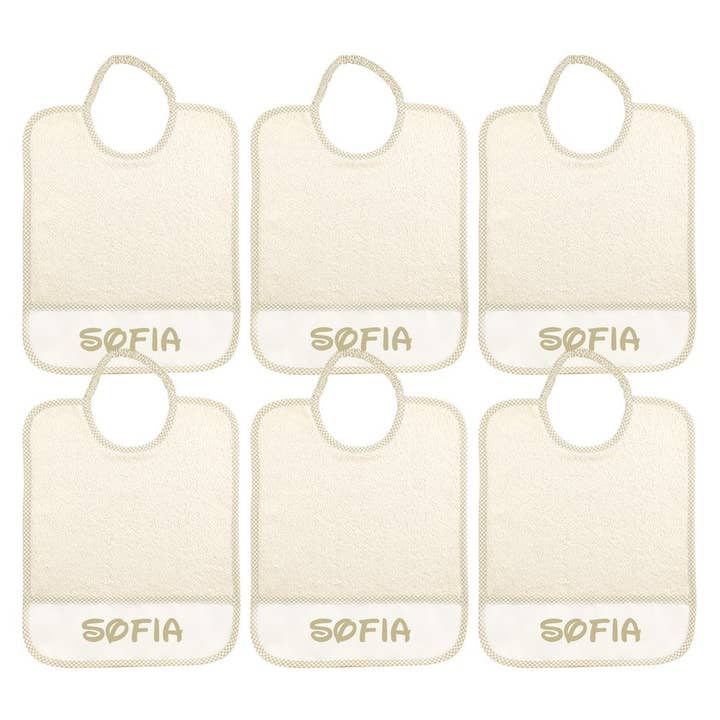 Almatex srl - Wholesale Diaper (Cloth) - Baby - 6 MAXI BIBS 29X36 with ELASTIC personalized with the name you want.4