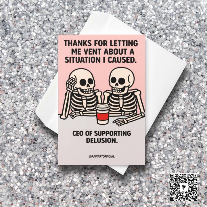 Skeleton Bestie Card • Funny Friendship Thank You Card for wholesale by Hot Mess Paper Co.