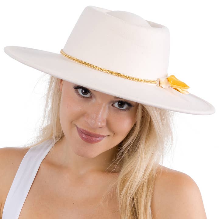 Cap Zone – Großhandel Fedora-Hut – Damen – Lux Ribbon Rancher-Mütze aus goldener Bolero-Kunstwolle22