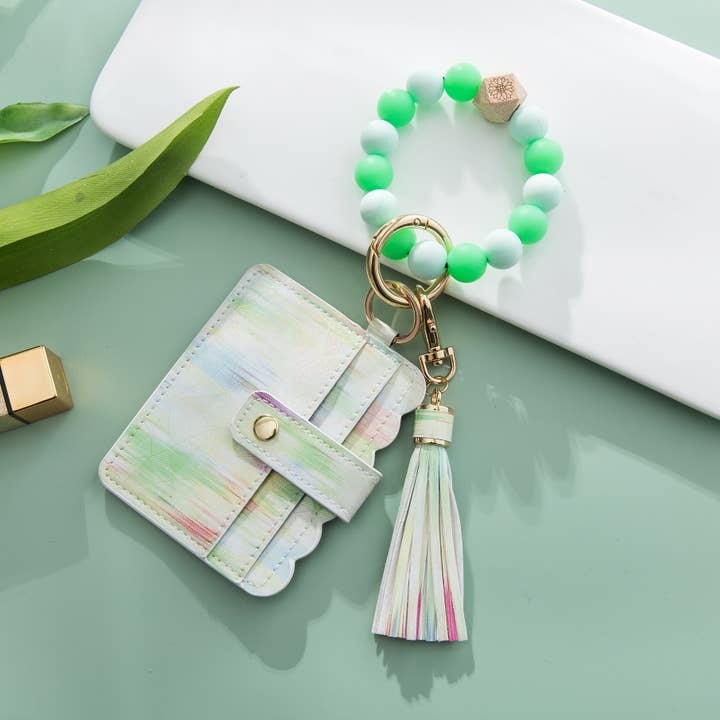 Sparkle Being - Wholesale Keychain Bracelet - Silicone Wristlet - Glitter Wallet Keychain Bangle (Star)