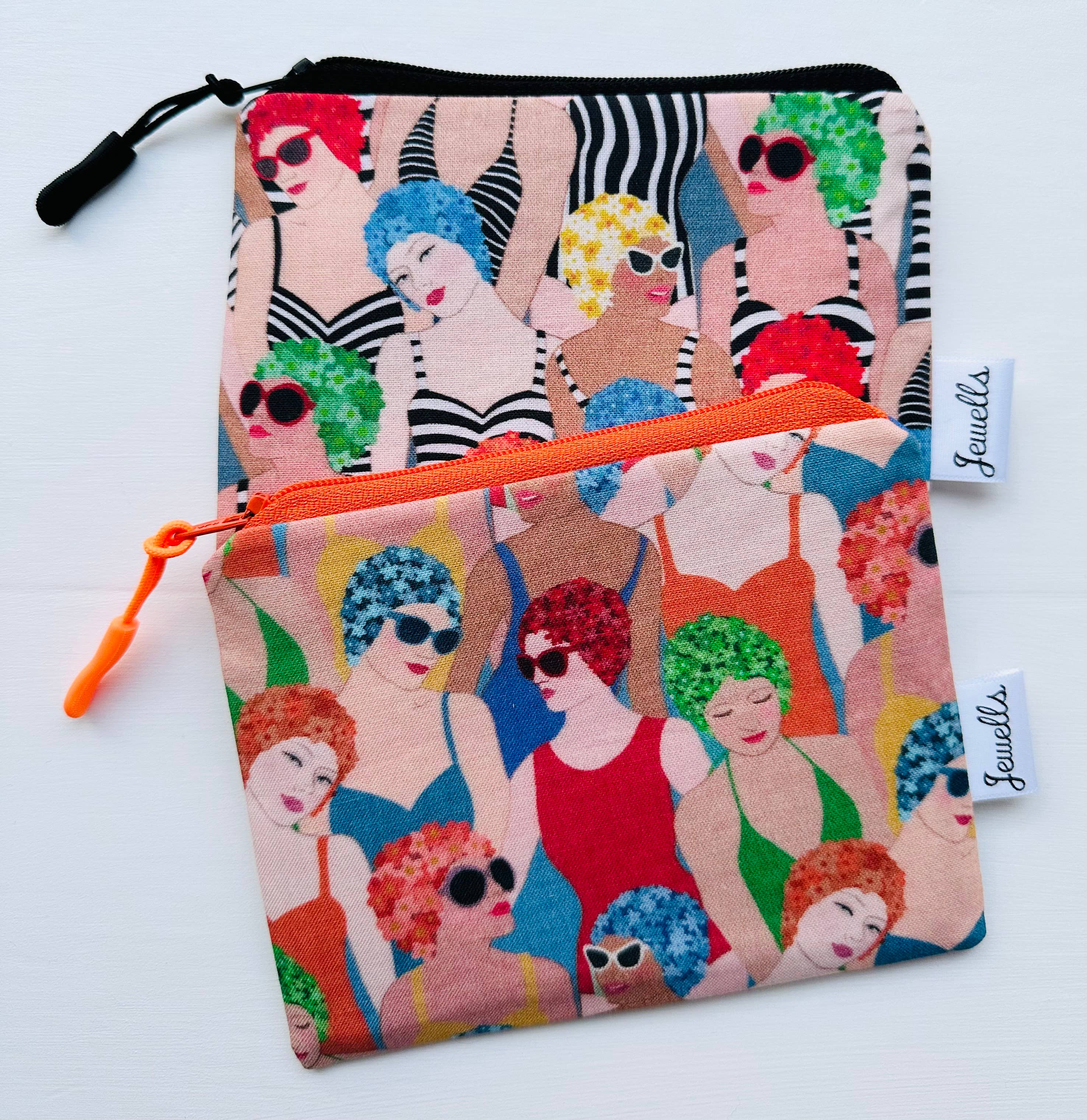 Jewells - Vente Pochette – femme - Pochette en tissu rétro avec motif bonnet de bain, unie ou rayée8