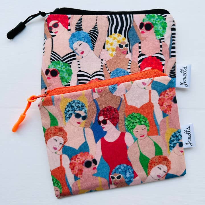 Jewells - Vente Pochette – femme - Pochette en tissu rétro avec motif bonnet de bain, unie ou rayée8