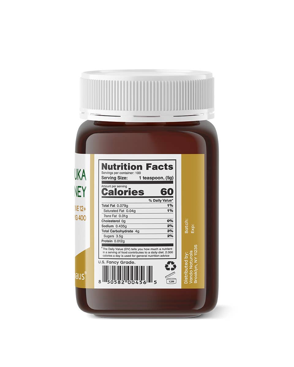 Vando Naturals - Vendita all'ingrosso Miele - Miele Manuka Mgo 400 Active 12+ 1,1 libbre2