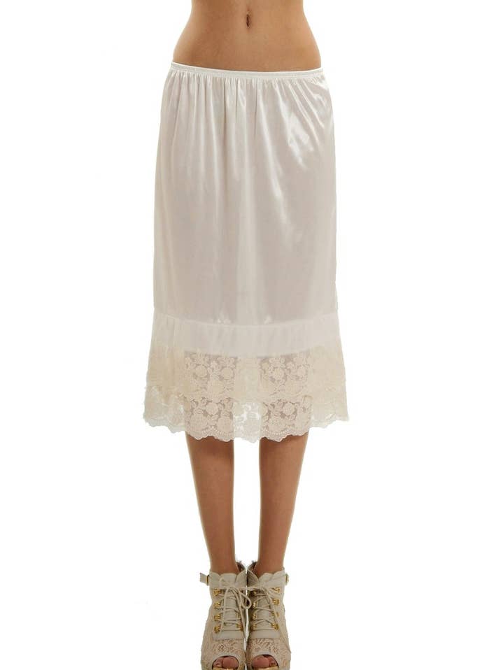 Shop Lev - Wholesale Skirt - Women's - Women Long Double lace Satin Half Slip Skirt Extender