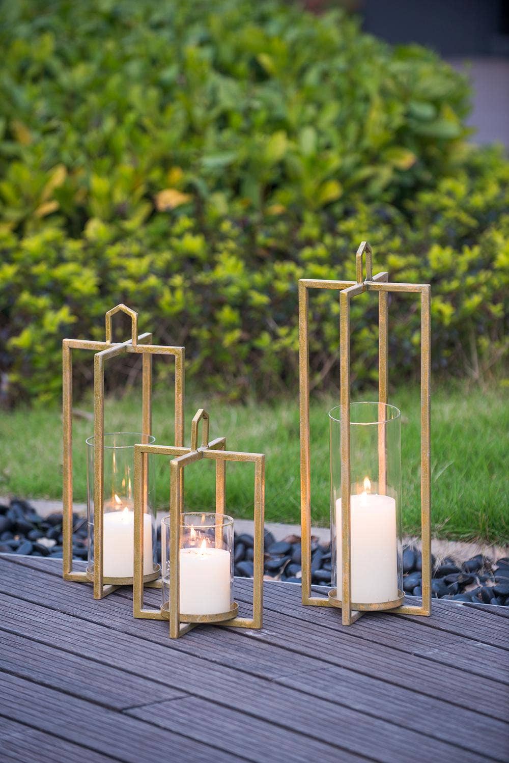 A&B Home Group Inc. - Wholesale Lantern - S/3 Open Face Gold Candleholder Lanterns - Gold0