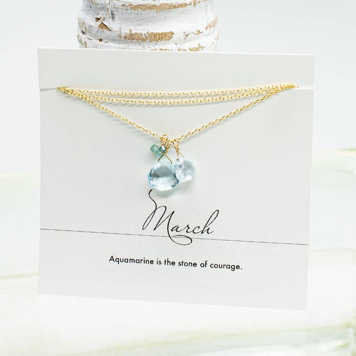 March Birthstone Gold Necklace for wholesale by Susan Roberts Jewelry