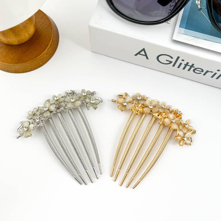 SoapElenGlen - Wholesale Hair Pin - Rhinestone Small Flower Hair Side Comb,Bridal Hairpin
