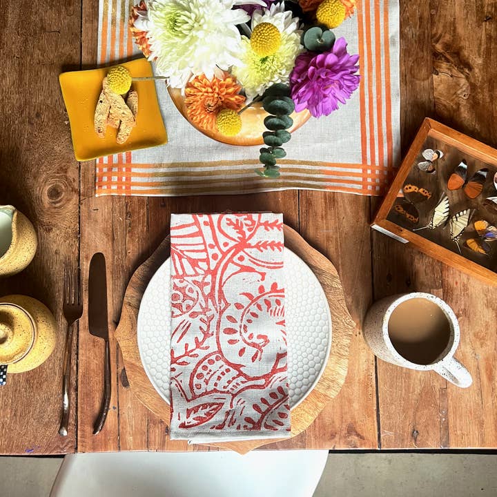 Linnedservietter sæt med 4 Mehendi i 7 farvemåder for engroshandel hos Tulusa