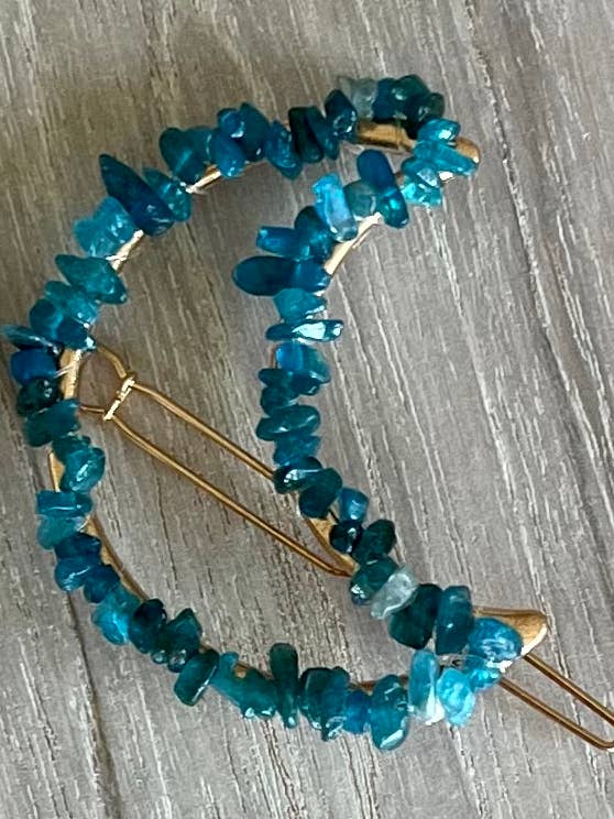 Blue Apatite Moon Hairclip for wholesale by Luna Rae