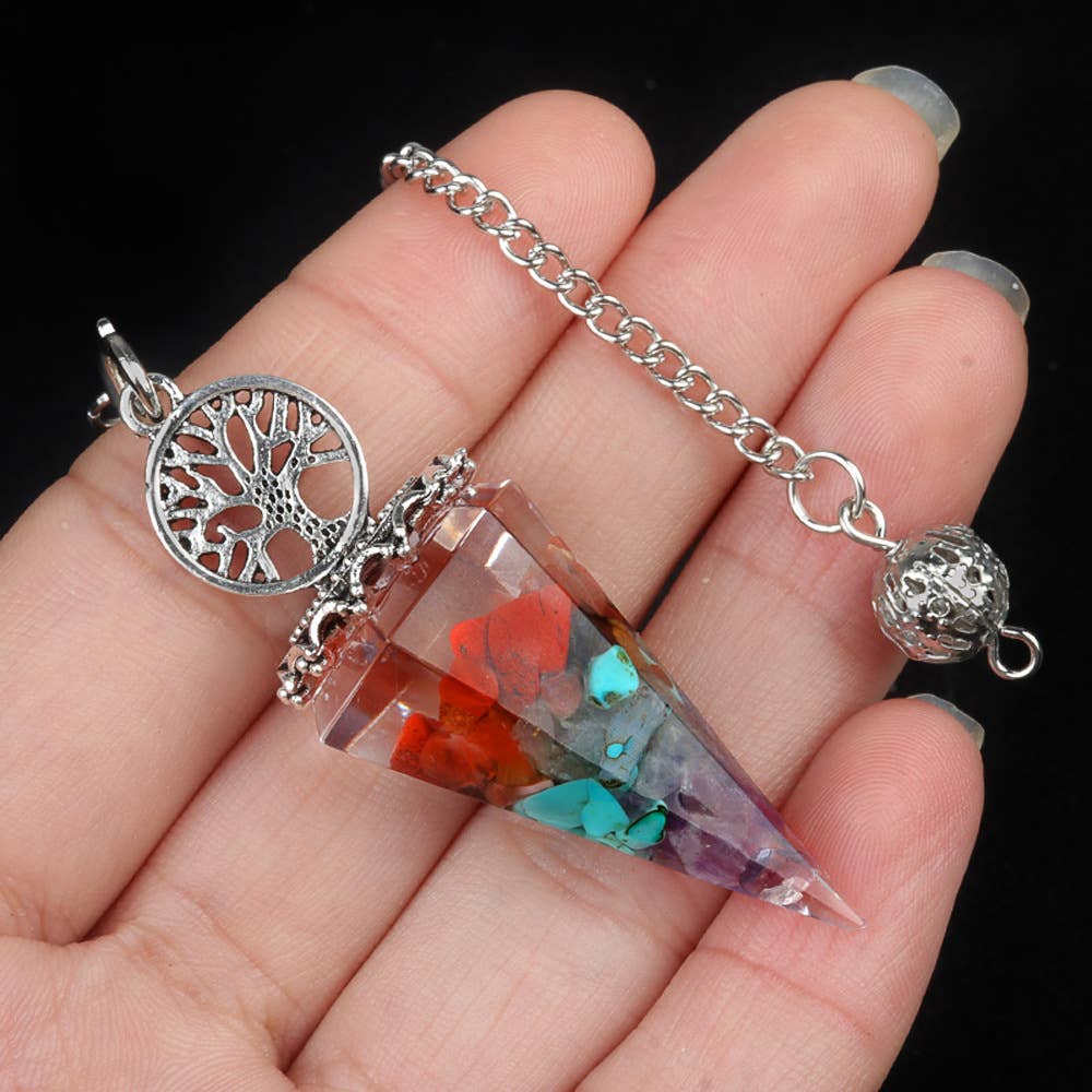 Gemcohub - Wholesale Spiritual Stone/Crystal - Tree of Life Resin Crystal Pendulum5