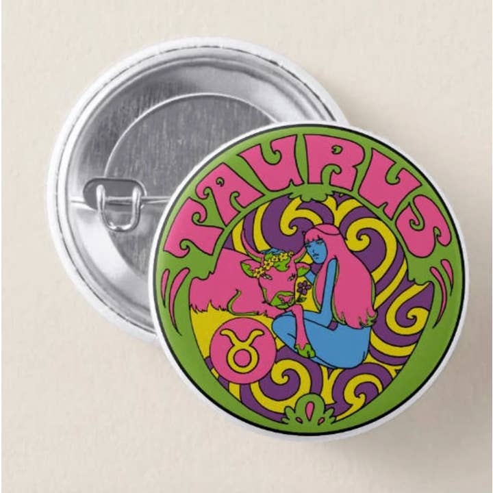 Astral Weekend - Wholesale Lapel Pin/Button - Taurus Zodiac Button