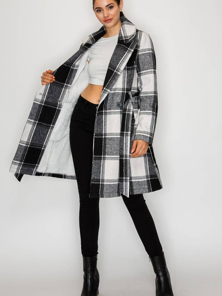 PATRONCITO USA INTERNATIONAL, INC - Wholesale Coat - Women's - Women's Long Coat Plaid Jacket with belt (LJ400)14