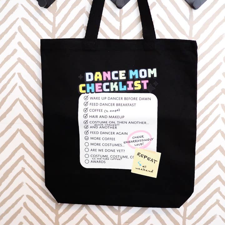 Dance Moms Checklist Tote Bags for wholesale by Little L Designs
