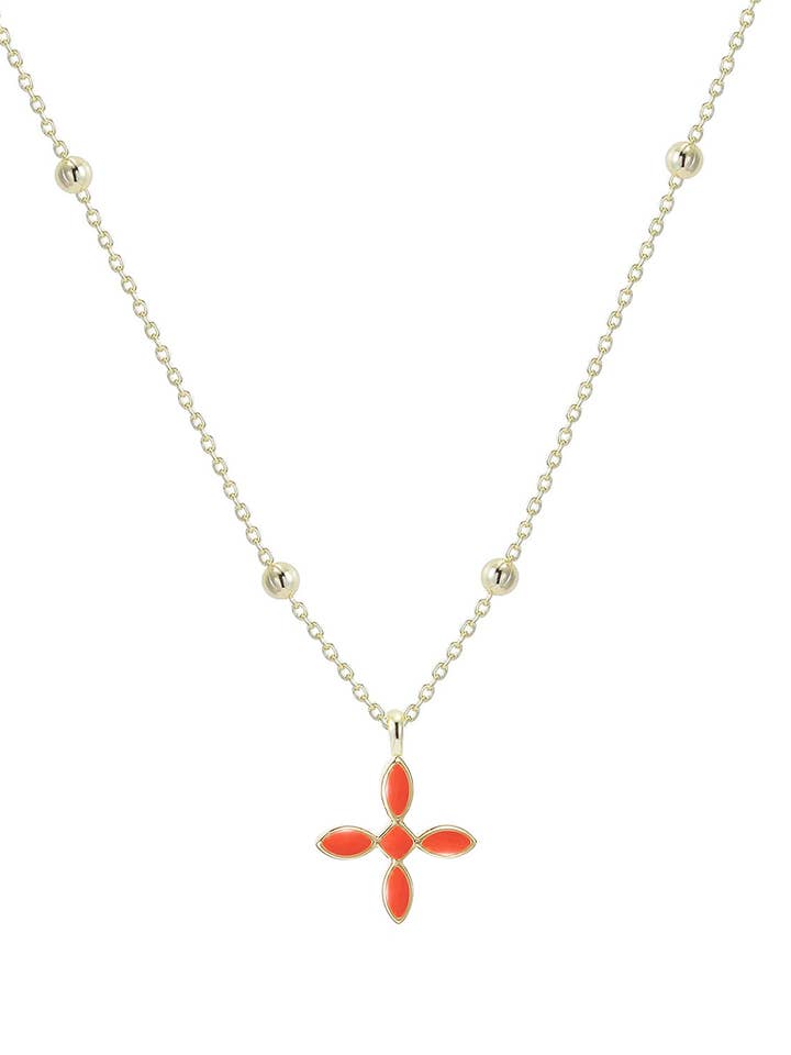 Emalj Cross Drop halsband i röd emalj för wholesale av Natalie Wood Designs