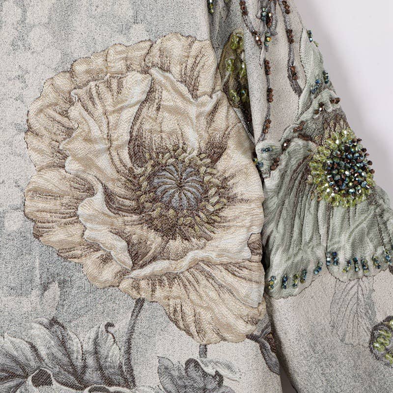 Productseeker - Venta al por mayor Vestido - Mujer - Abrigo floral bordado a mano con cuentas de jacquard CT102Y8