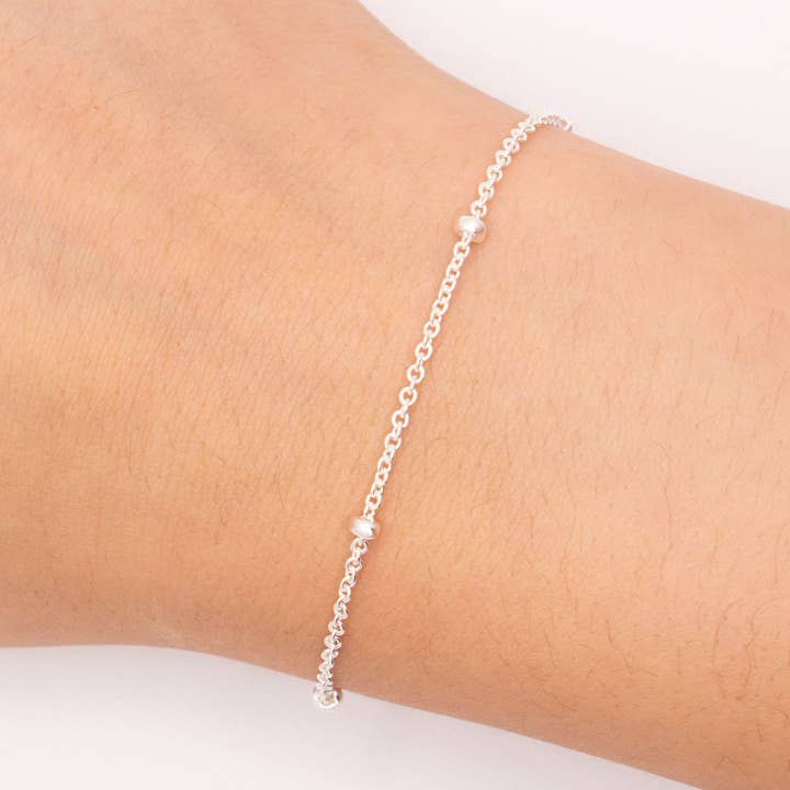 "Celestial" Sterling zilveren 1,55 mm kabelketting met 2,7 mm kralen voor wholesale door TPAIGE Jewelry