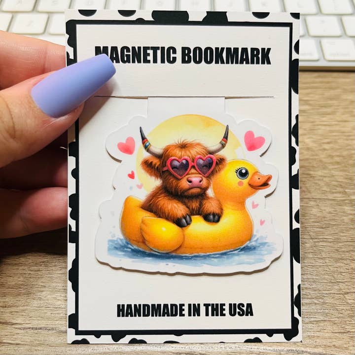 Magnetic bookmark | Highland Cow Duck | Sarcasm Collection for wholesale by SimplyDani