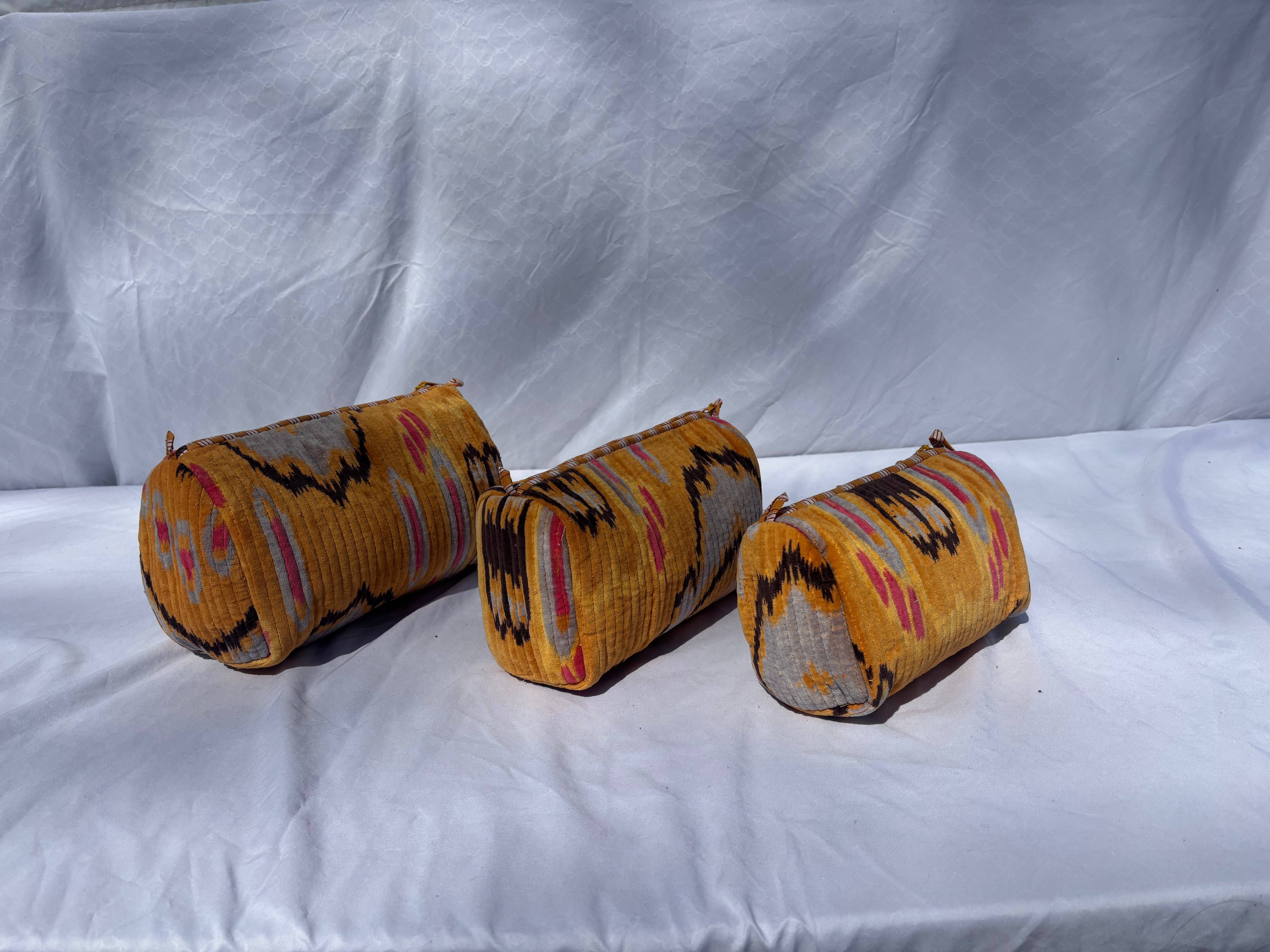 Tibet Handicrafts LLC - Wholesale Travel Set - Orange Velvet 3 Piece Travel Set1