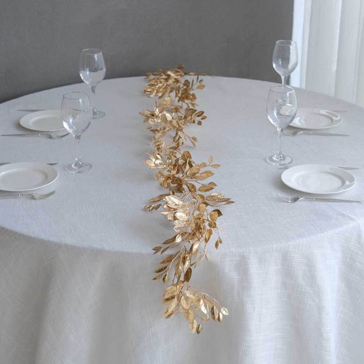 Elan Bazaar - Wholesale Bunting/Garland - 6 FT. Gold Magnolia Leaf Garland Faux Metallic Magnolia6