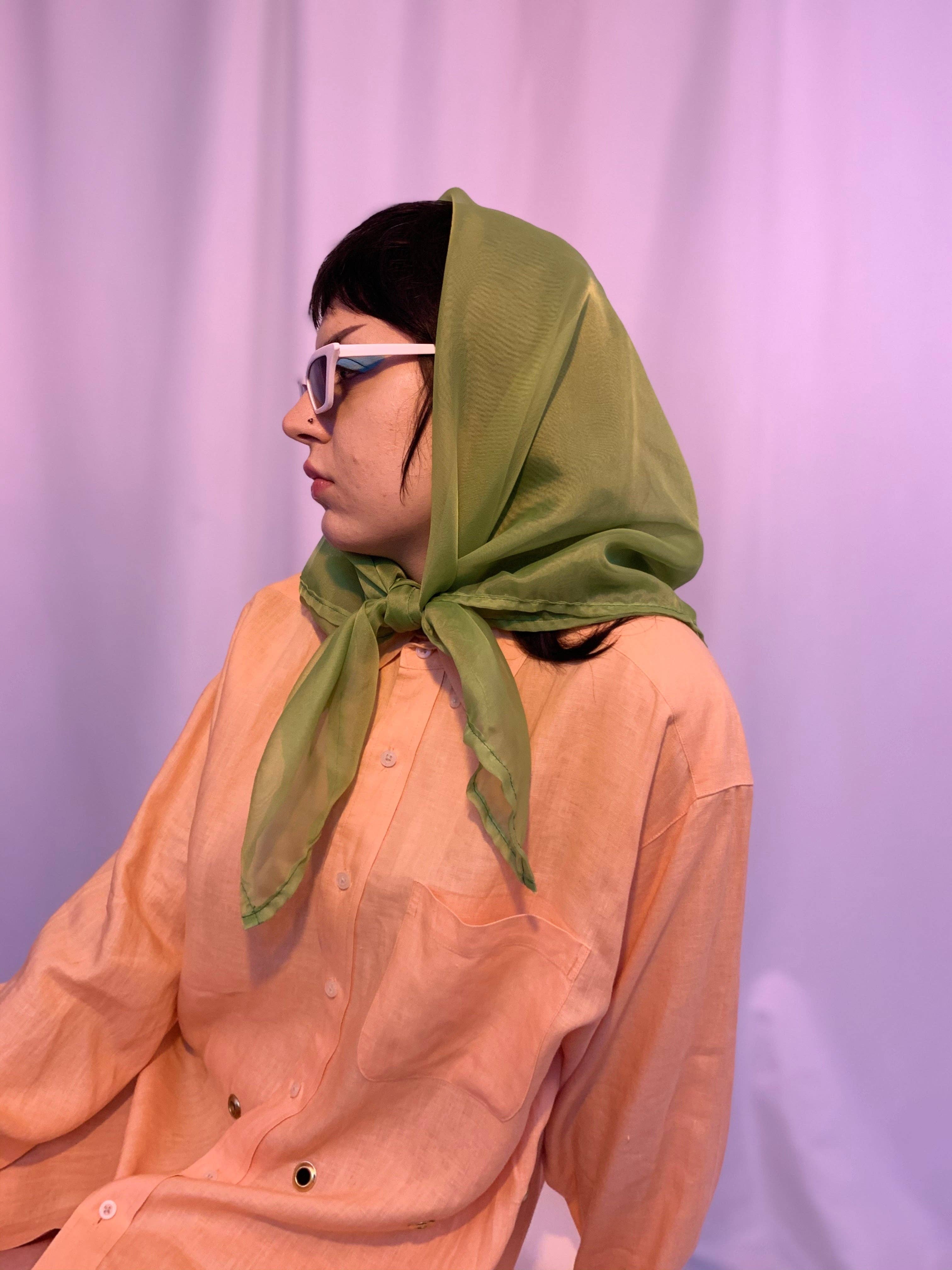 Shop Journal Vintage - Wholesale Scarf - Women's - Large lime sheer square scarf5