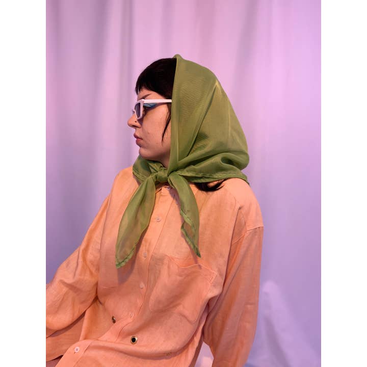 Shop Journal Vintage - Wholesale Scarf - Women's - Large lime sheer square scarf5