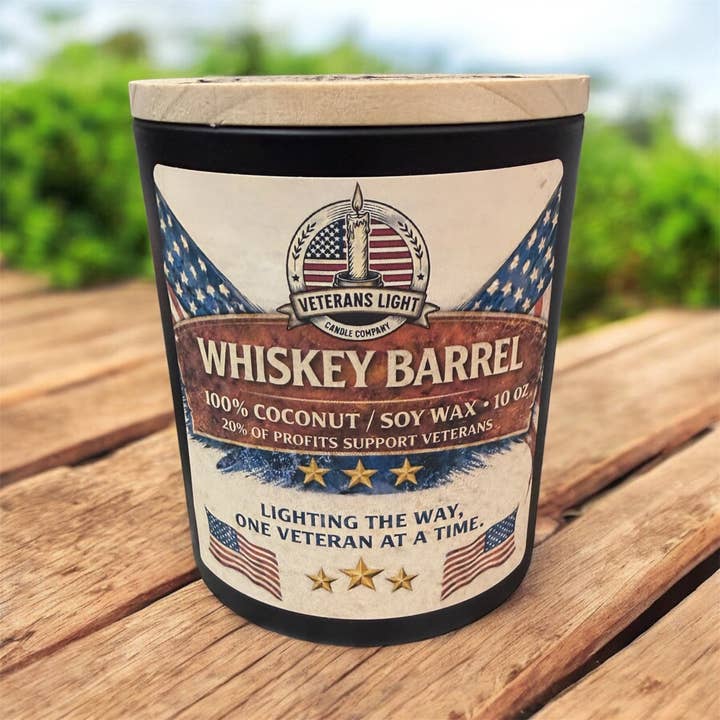 Veterans Light Candle Company - Wholesale Jar/Filled Candle - Whiskey Barrel | Aged Whiskey & Oak Scent 1