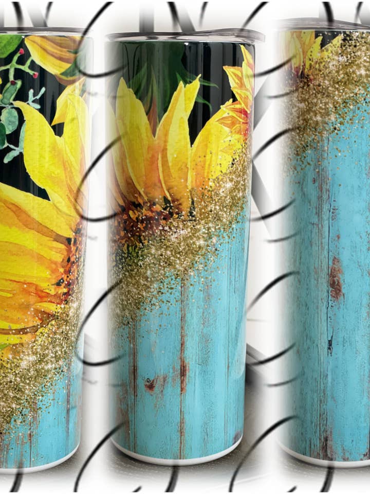 Rustic Sunflower 20oz Skinny Tumbler for wholesale by CMD Wholesale