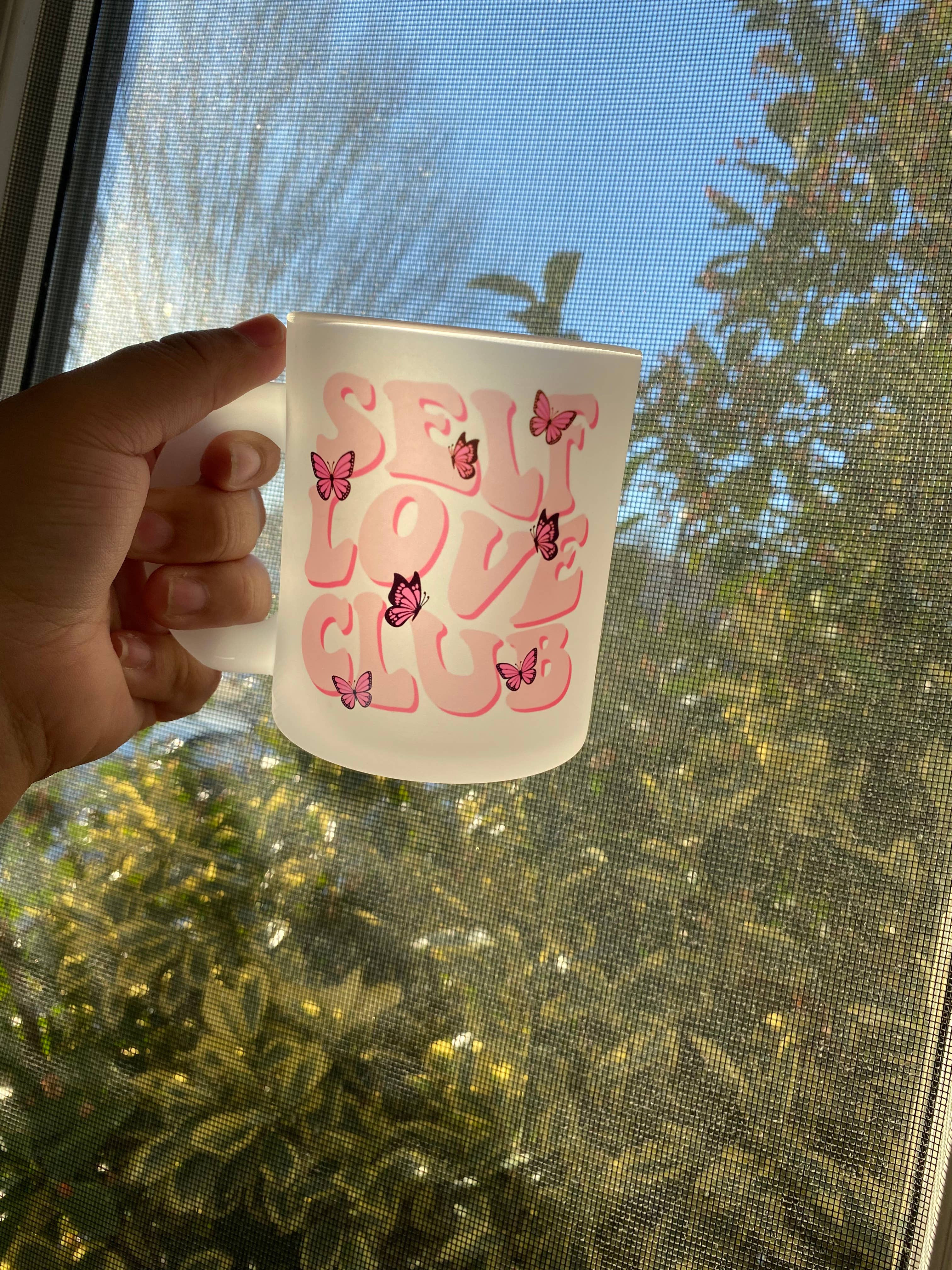 D2JCrafts - Venta al por mayor Taza - Taza de café esmerilado Self Care Club Butterfly9