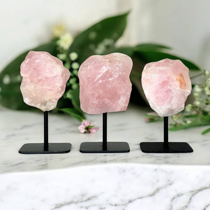 Rose Quartz on Metal Base for wholesale by Earths Elements Wholesale