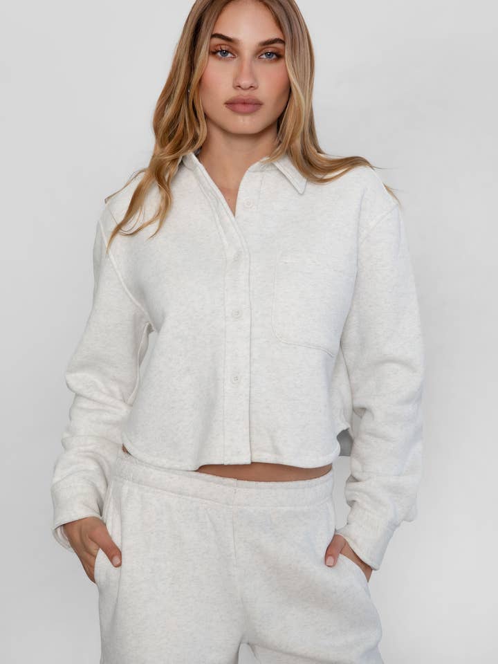 TICTOC - Wholesale Shirt Jacket/Shacket - Women's - JENNIE Plush Fleece Lounge Cropped Button Shirt Shacket27