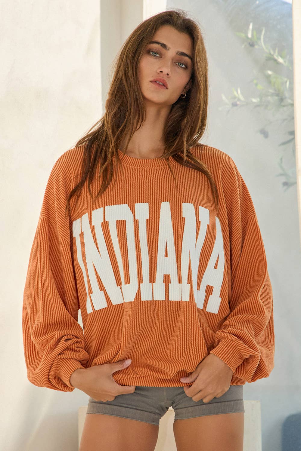 BUCKETLIST INC - Wholesale Graphic Sweatshirt - Women's - T1770I -'INDIANA' Comfy Oversize Graphic Sweatshirt, Gameday32