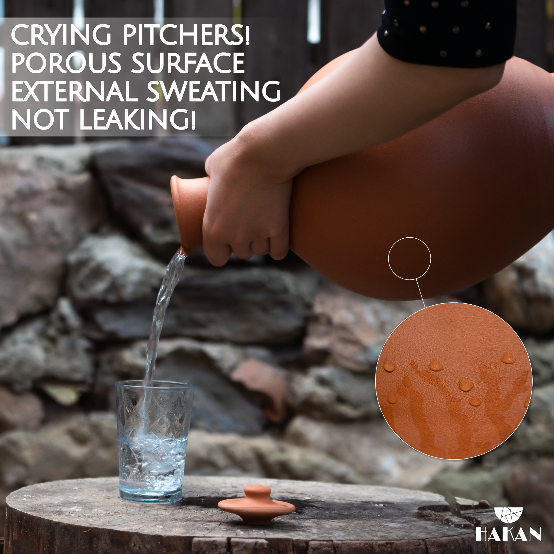 Hakan - Venta al por mayor Jarros - Jarra de barro de terracota Hakan con tapa, jarra hecha a mano, 3 tamaños7