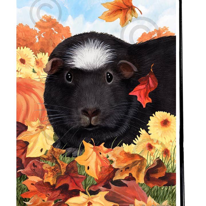 Pet Gifts USA, LLC - Venta al por mayor Bandera y manga de viento - Bandera de jardín con hojas caídas de cresta negra de cobaya