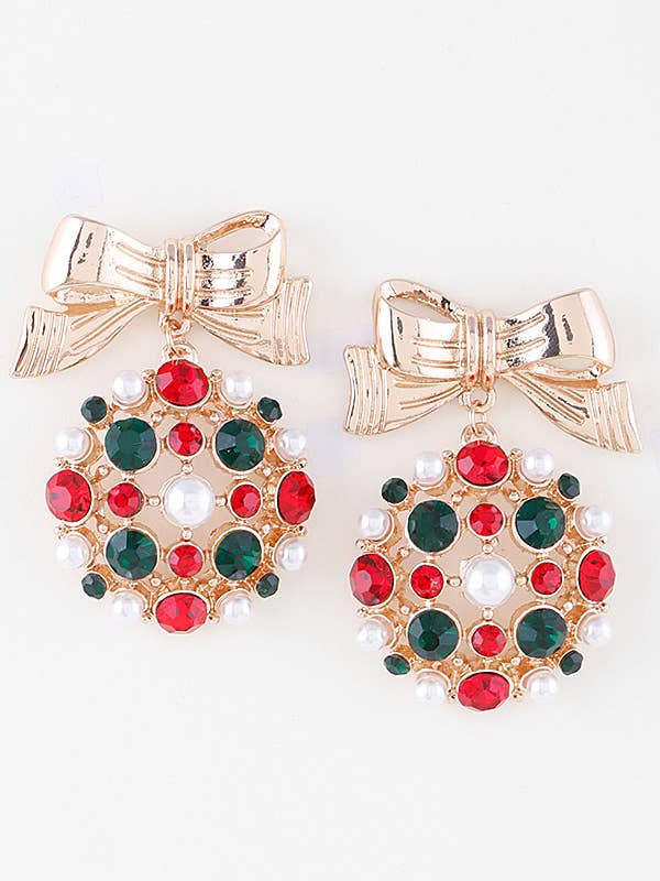 Bejeweled Ribbon Ornament Earrings ER10134GMT for wholesale by anbfashion